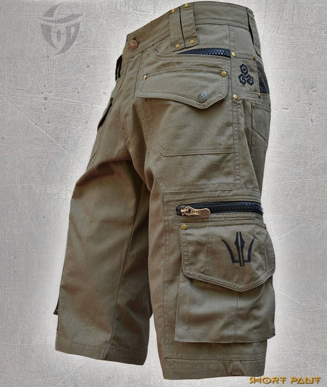 Men Short Pants Psy Trance Boho,Cargo Pants,Hipster,Tribal,Steampunk,Burning Man,Festival Pants,Pocket Pants,Brass Hard Wear,Gift For Men