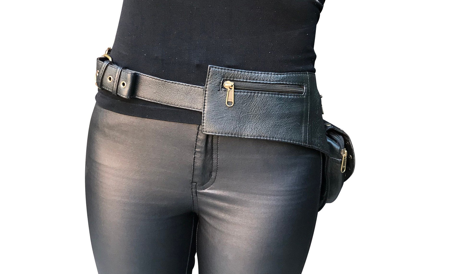 Genuine Leather Utility Belt Belt With Pockets Men's 